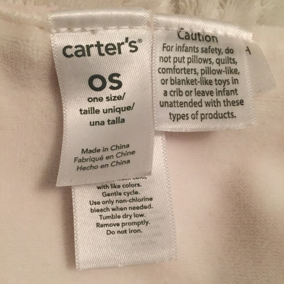 Carter's Pink White Bunny Rectangular Rattle Plush Baby Security Blanket Lovey - Picture 5 of 5